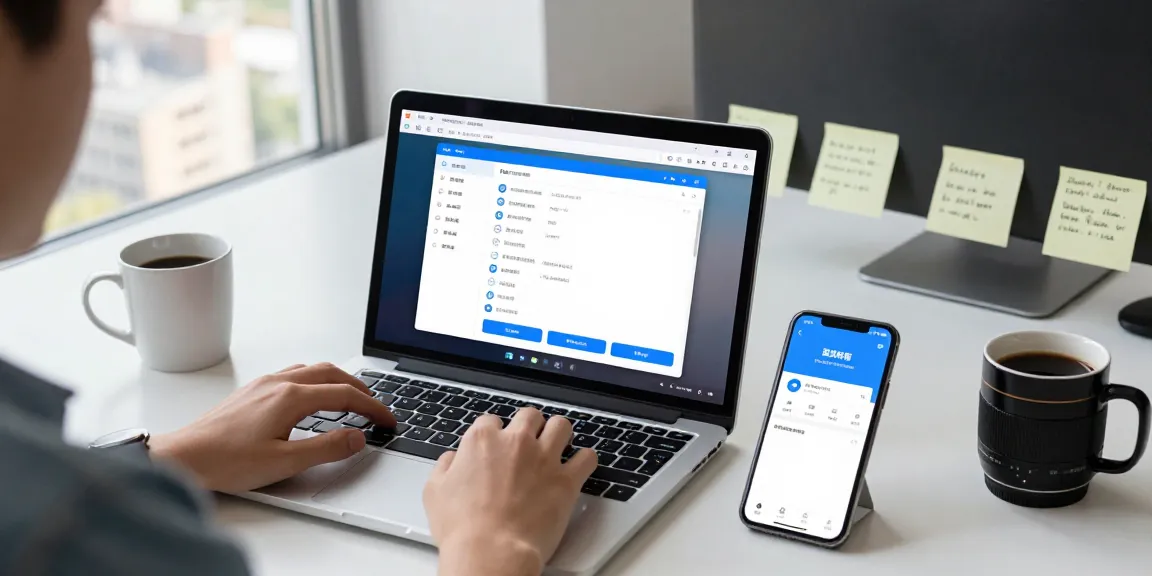 Customize Telegram Chinese settings on a modern laptop in a bright office.